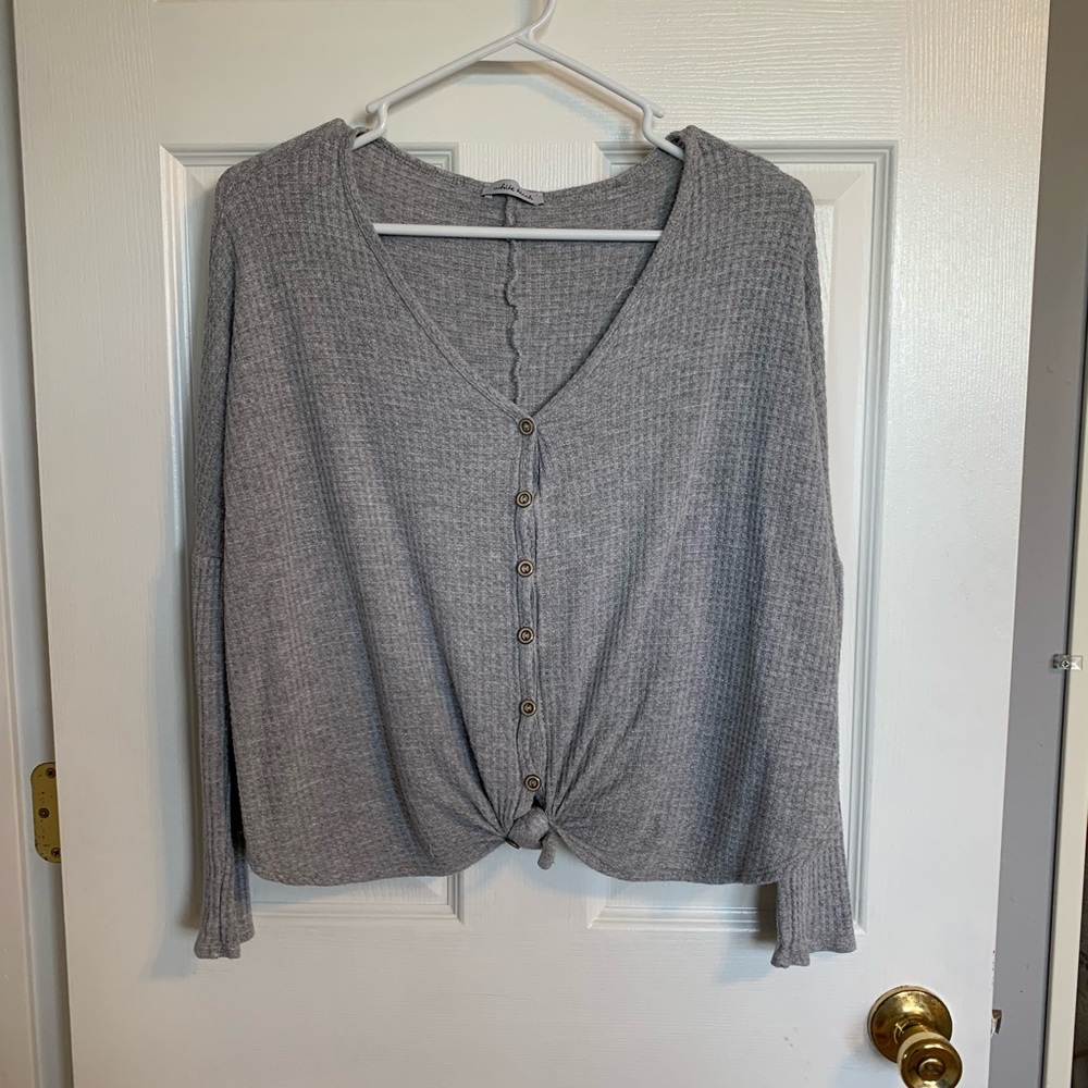 Gray Waffle-Weave Shirt